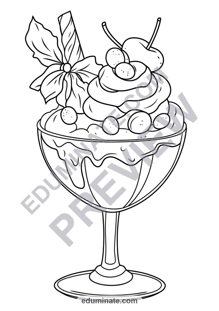 Ice Cream Cake Coloring Pages Printable Bakery Dessert Sheets 32 Fun Pages sample page 4