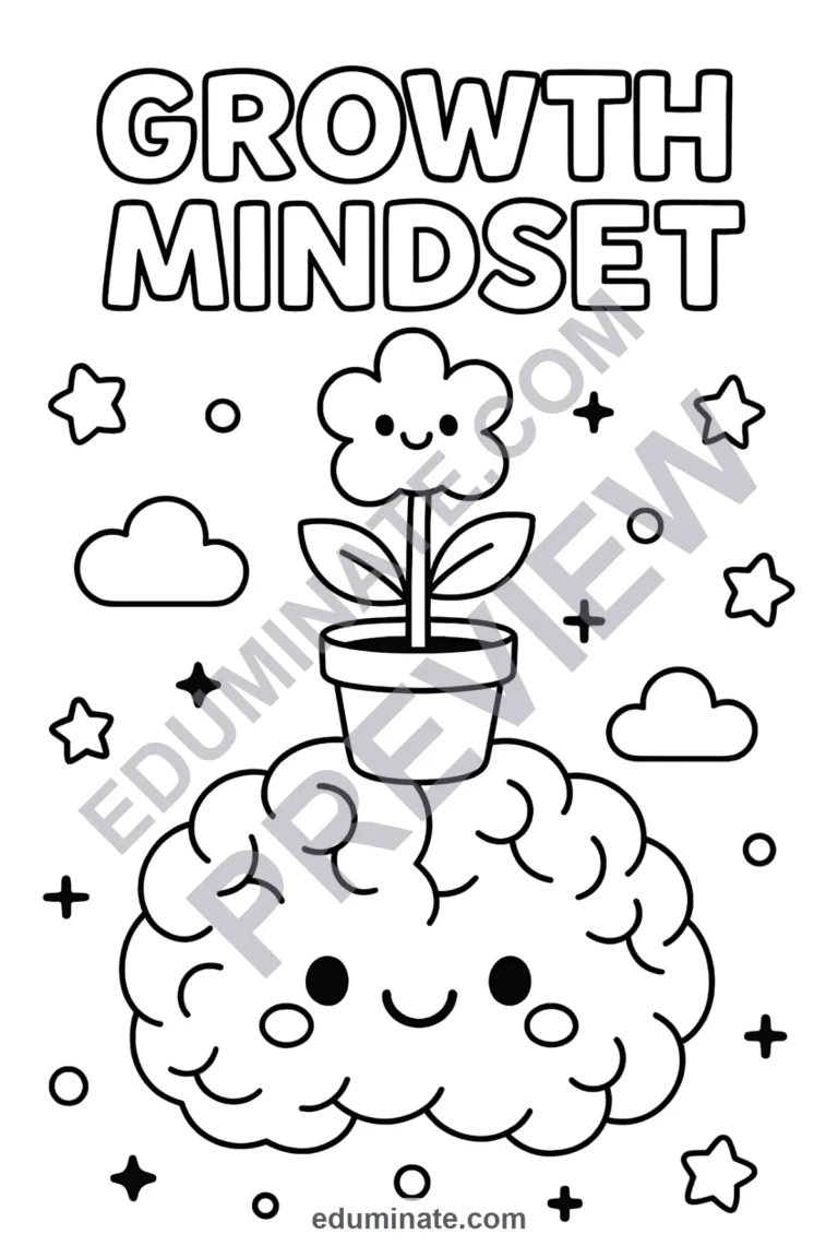 Printable Growth Mindset Coloring Pages Positive Affirmation Sheets for Kids sample page 4