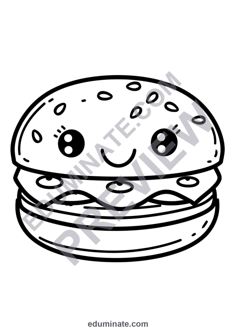 Hamburger Coloring Pages Fast Food Activity Sheets Printable Pack for Kids sample page 4
