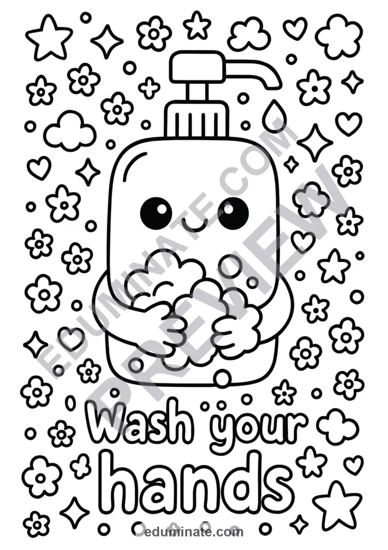 Hand Washing Coloring Pages Healthy Habits Hygiene Activity Sheets for Kids sample page 4