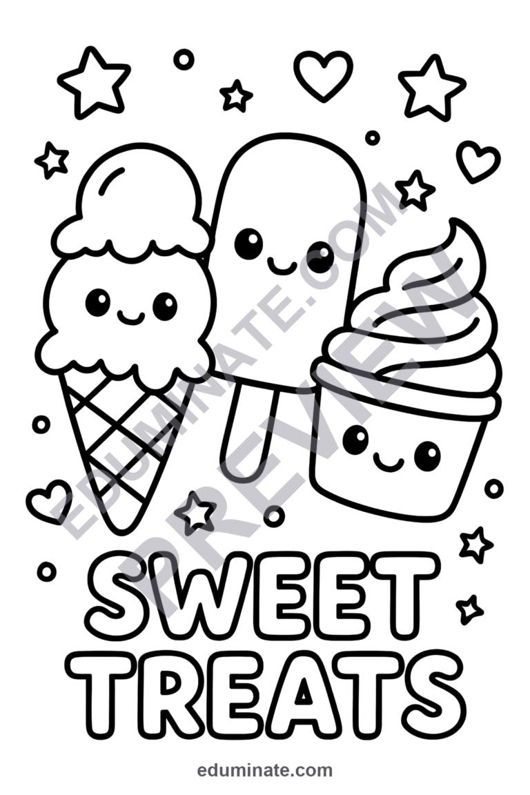 Ice Cream Sundae Coloring Pages Sweet Treats Art Activity Pack for Kids Fun sample page 4