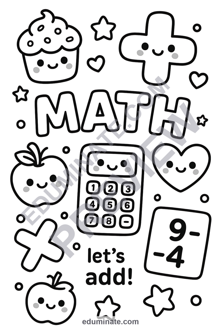 Kindergarten Math Coloring Pages Numbers Art Activity Sheets Pack for Kids sample page 4