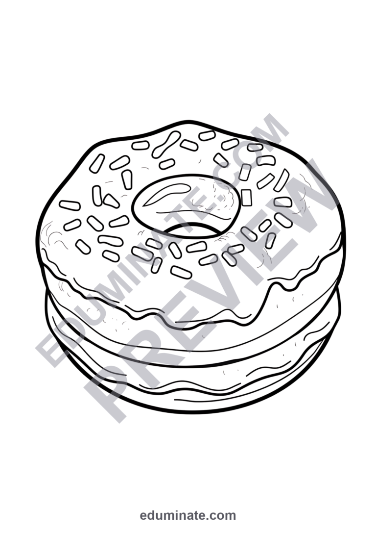 Cute Donut Coloring Pages | Sweet Treats Food Art Activity Sheets for Kids sample page 4