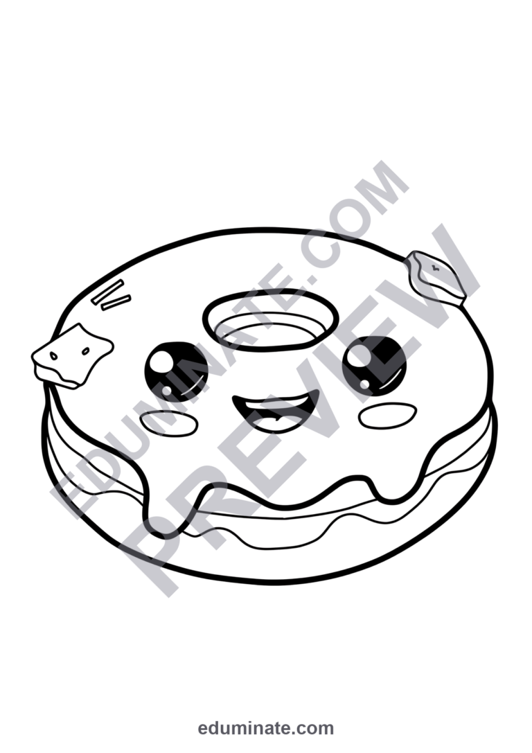 Doughnut Coloring Pages | Sweet Treats Bakery Food Art Activity Sheets for Kids sample page 4