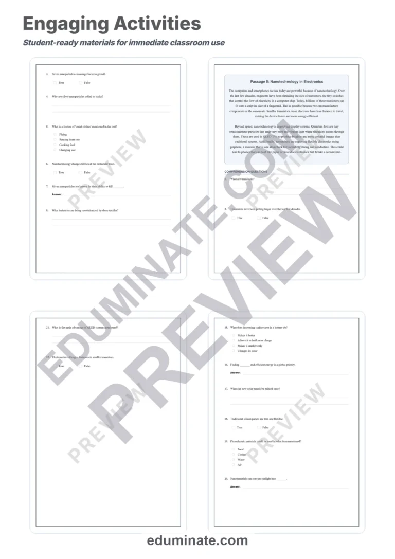 Nanotechnology Reading Comprehension Passages And Questions Printable Pack sample page 4