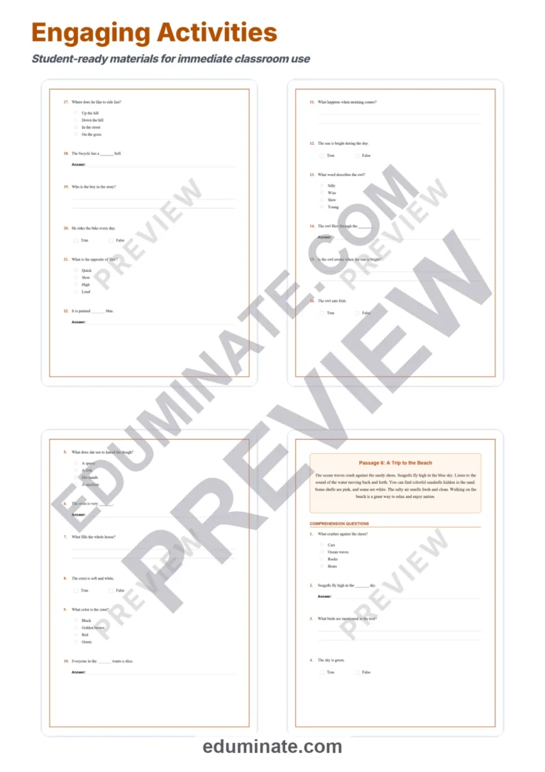 Third Grade Reading Comprehension Passages and Questions Student Reader Pack sample page 4