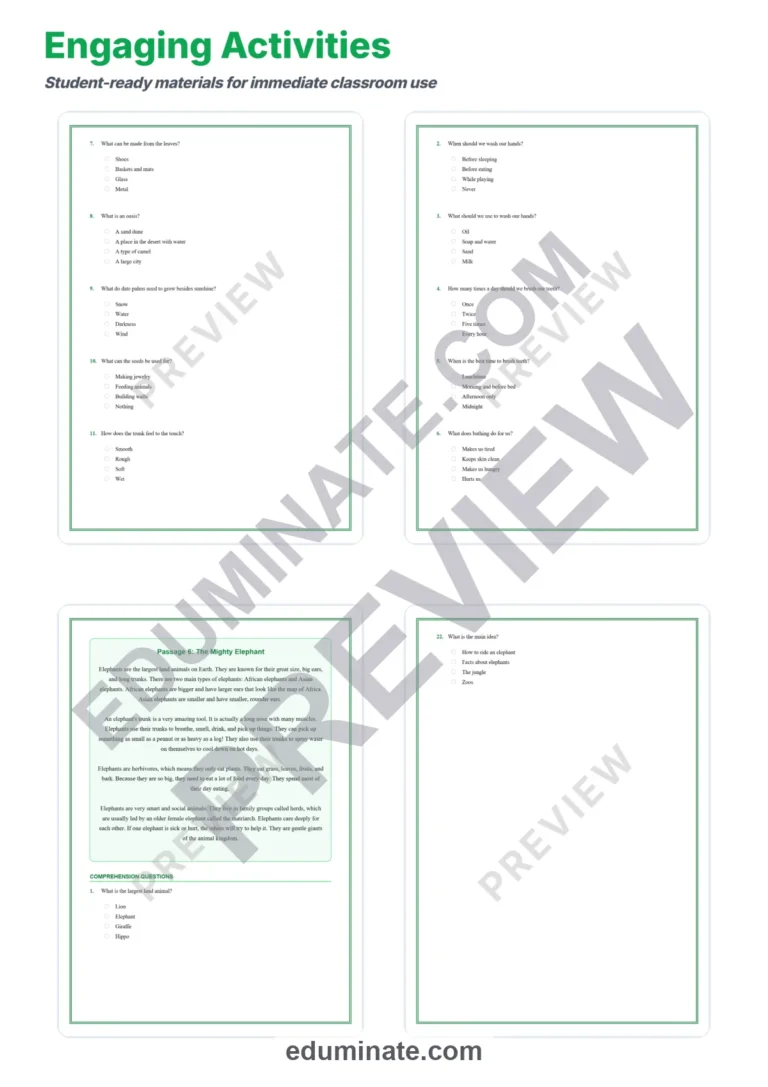 Fourth Grade Reading Comprehension Multiple Choice Passages Practice Pack sample page 4