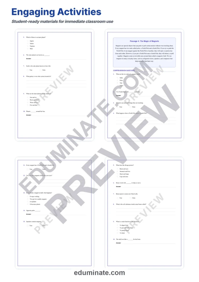 Science Reading Comprehension Passages and Questions Elementary Science Pack sample page 4