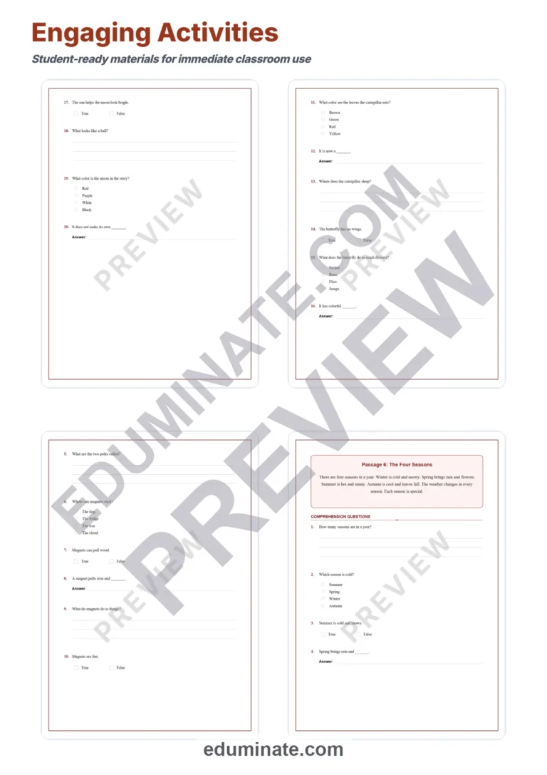 Second Grade Science Reading Comprehension Passages Elementary Science Pack sample page 4