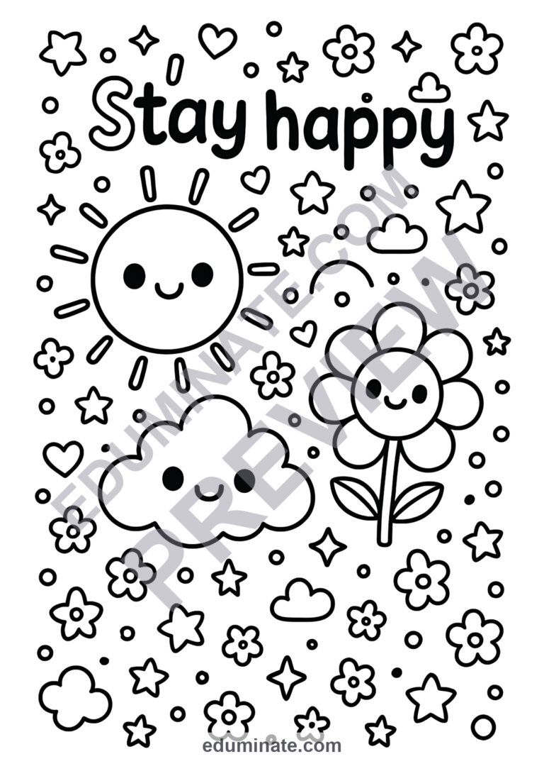 Emotions Coloring Pages | Happy Feelings and SEL Art Activity Sheets for Kids sample page 4