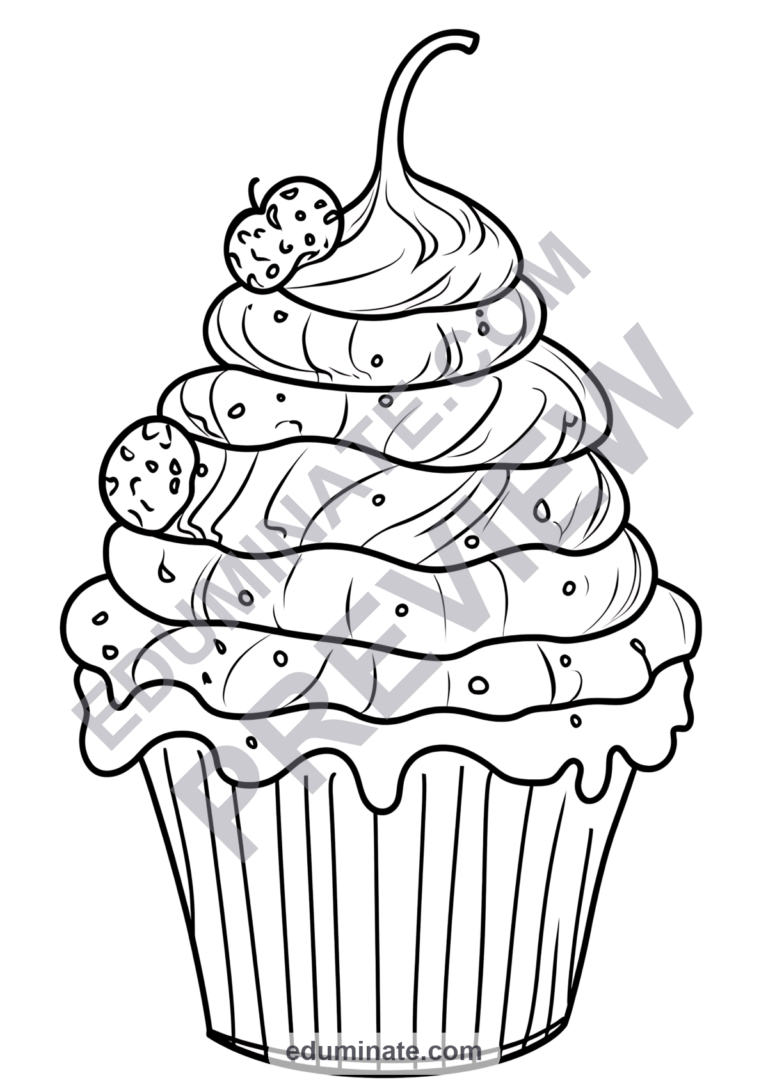Sweet Bakery Coloring Sheets Cupcake and Sundae Printables 18 Dessert Pages sample page 4
