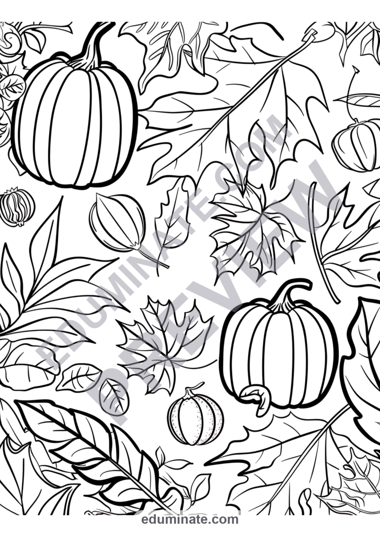 Fall Leaves Coloring Pages Autumn Pumpkin Activity Sheets for Kindergarten sample page 4
