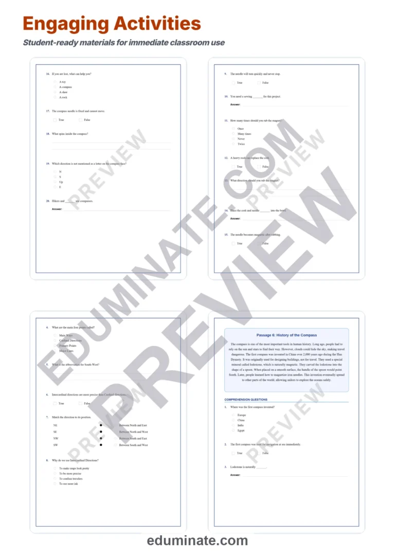 Compass Reading Comprehension Passages and Questions Packet for Grades 2-7 sample page 4