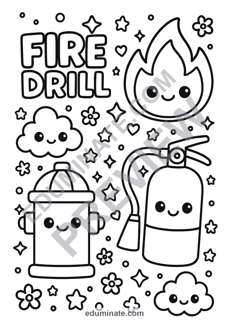 Fire Truck Coloring Pages School Fire Drill Activity Sheets for Kindergarten sample page 4