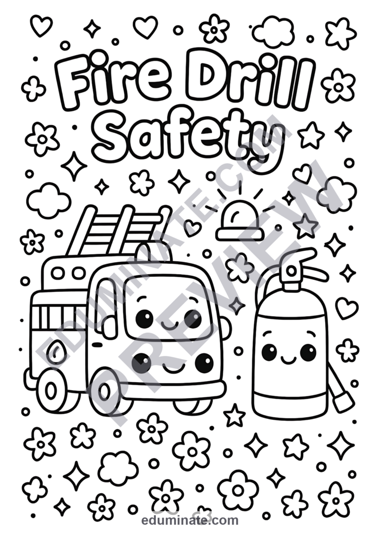Fire Drill Coloring Pages School Fire Safety Activity Sheets for Kindergarten sample page 4