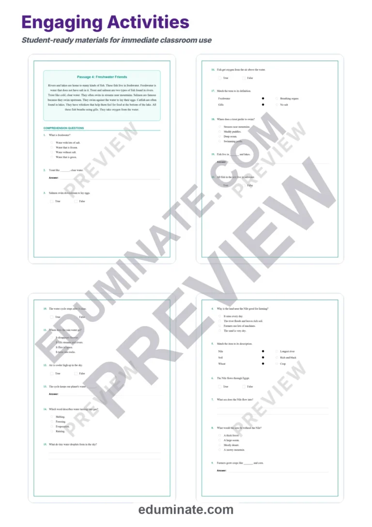 Rivers Worksheets: Reading Comprehension Passages with Answer Keys, Grades 2-6 sample page 4