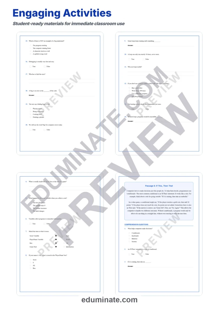 Coding Worksheets: Reading Comprehension Passages with Answer Keys, Grades 3-5 sample page 4