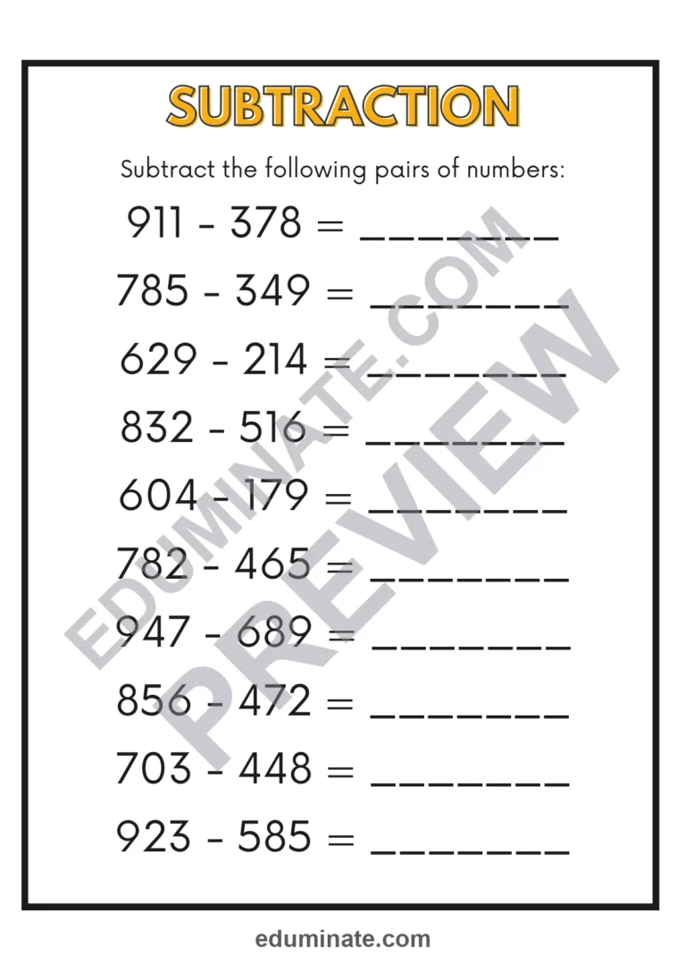 3 Digit Addition and Subtraction Worksheets | Within 1000 | 16 Printable Pages sample page 4