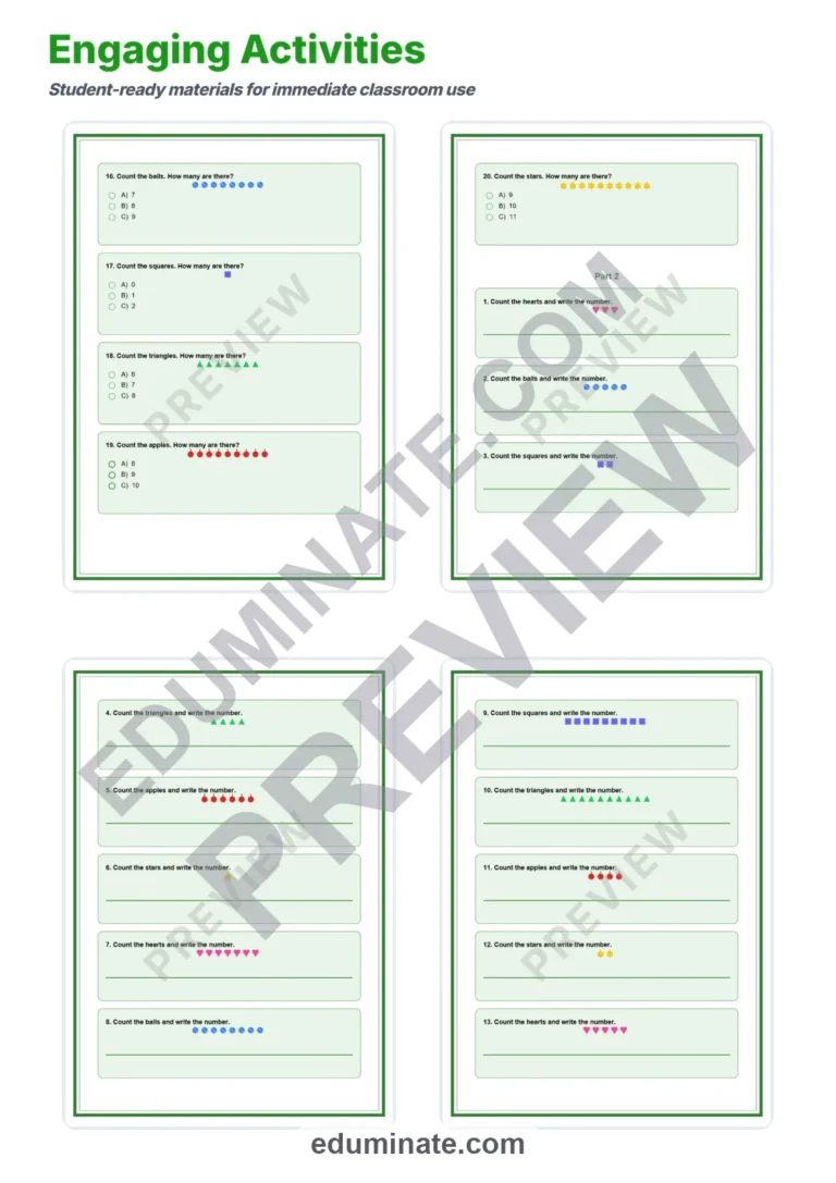 Counting Numbers 1-10 | Early Math Activities Set | 77 Pages Resource Packet sample page 4