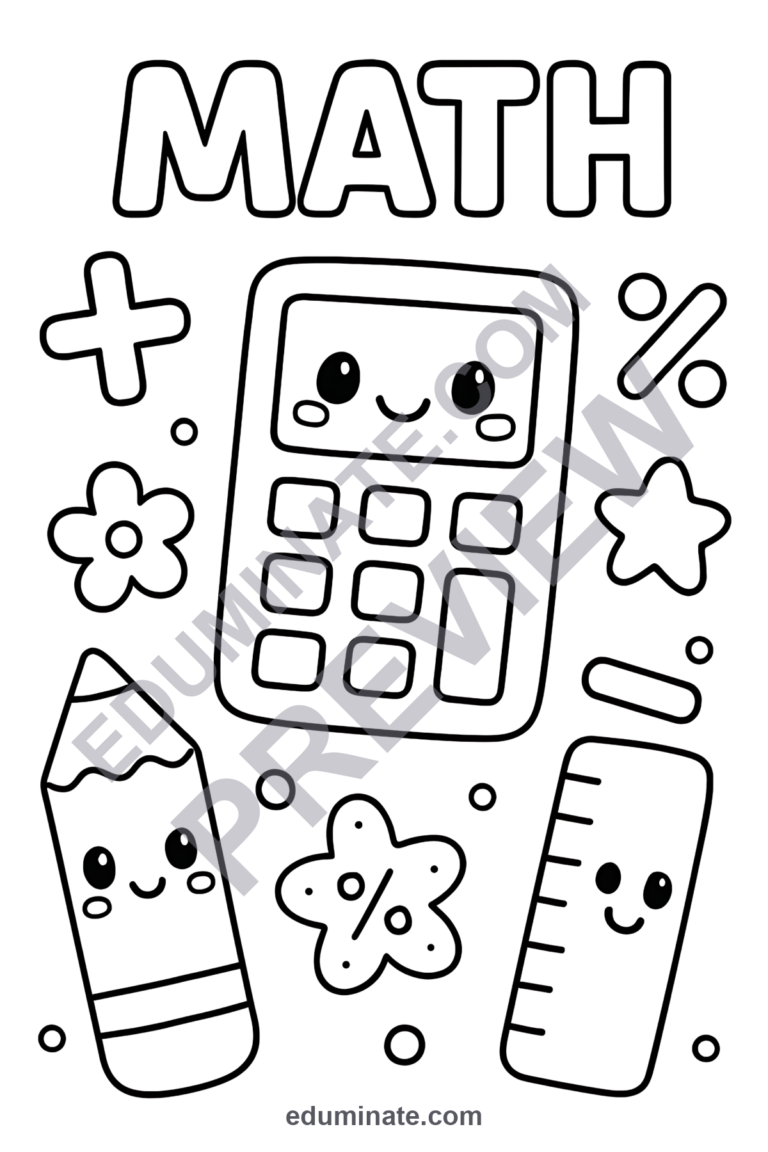 Math Coloring Pages Cute Elementary Activities 40 Printable Worksheets Sheets sample page 4