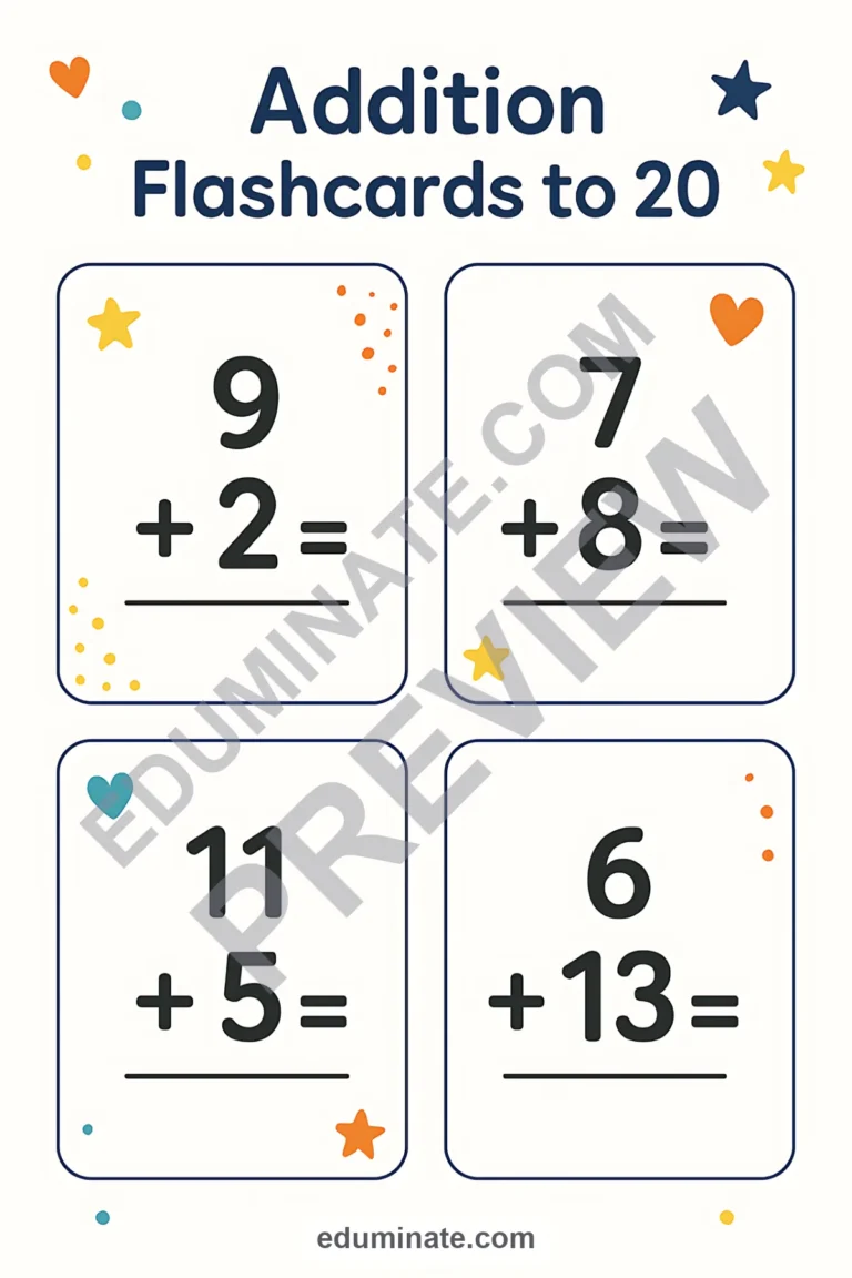 Addition Flashcards | Printable Addition Flashcards and Math Facts Practice sample page 4