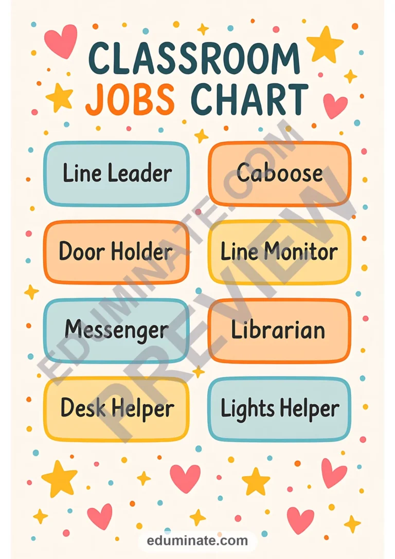 Jobs Chart for Classroom | Classroom Jobs Chart Printable | 34 Chart Pages sample page 4