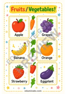 Fruits and Vegetables Flashcards | Printable Food Word Cards | 45 Card Pages page 4