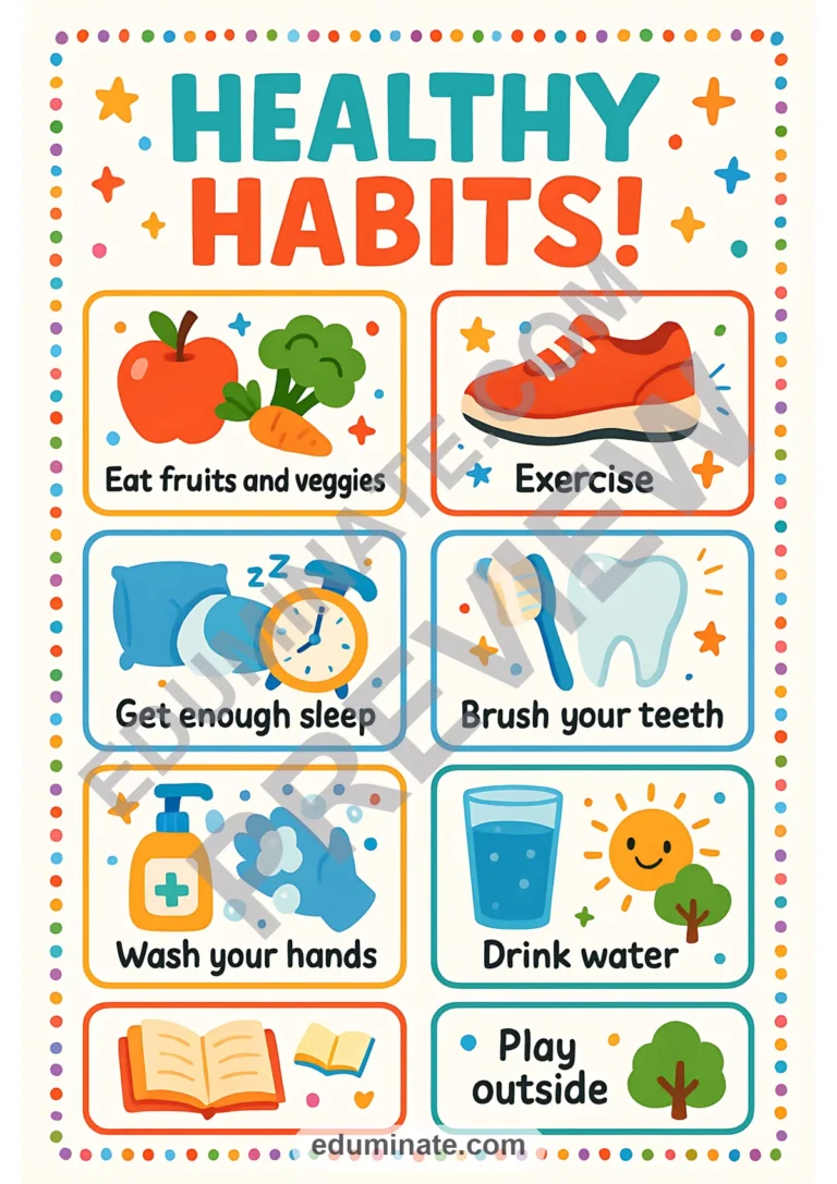 Healthy Habits Flashcards | Printable Healthy Habits Cards | 37 Card Pages sample page 4