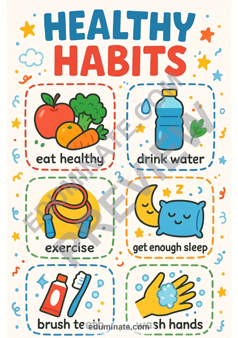 Healthy Habits Posters | Printable Healthy Habits Poster Pages | 60 Pages sample page 4