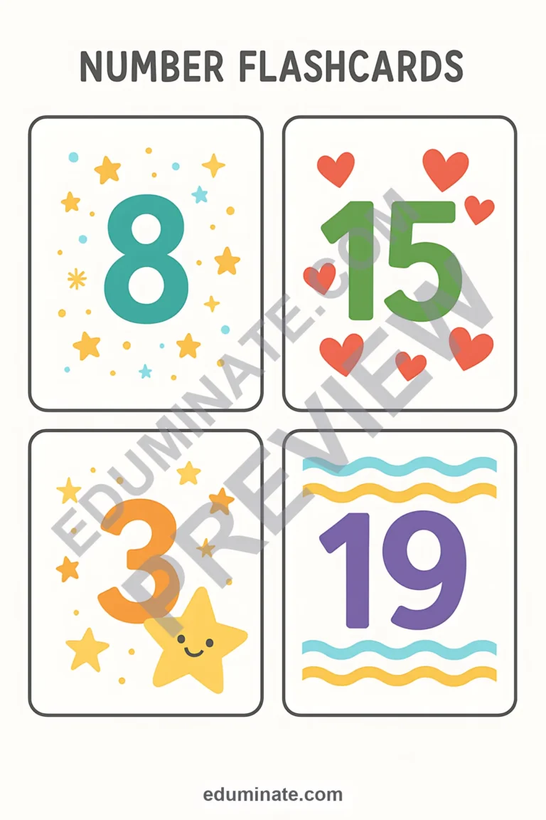 Number Flashcards 1-20 | Number Recognition Cards for Preschool | 66 Pages sample page 4