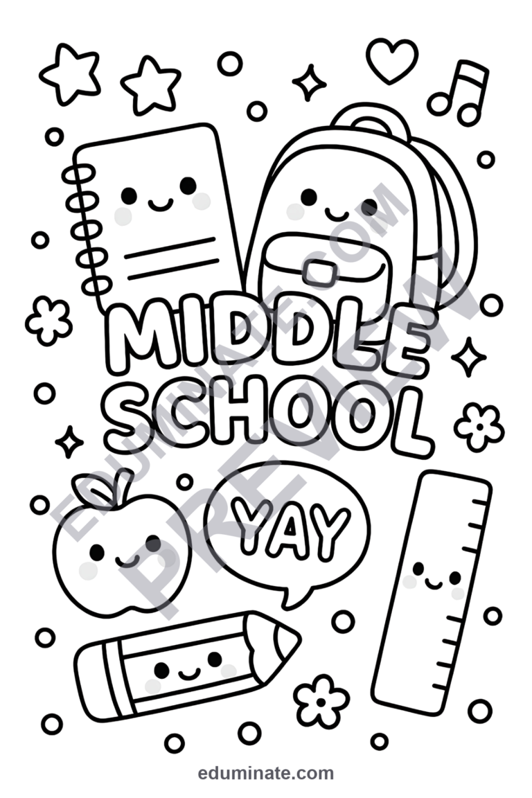 Middle School Coloring Sheets 30 End of Year Tween Art Activity Worksheets sample page 4