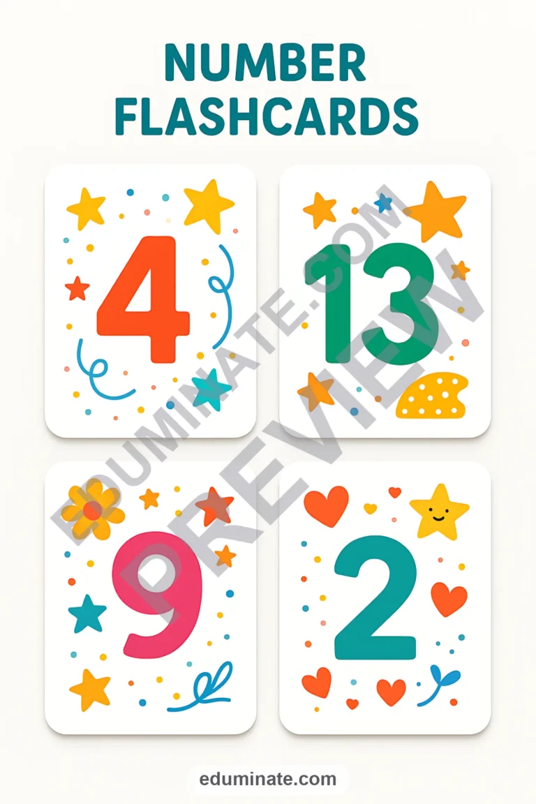 Counting Flashcards 1-20 | Number Cards for Math Centers | 49 Card Pages Set sample page 4