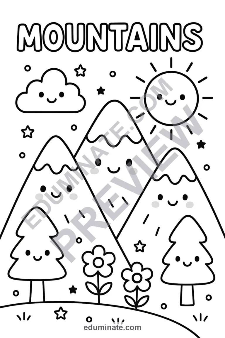 Mountains Coloring Pages 60 Simple Nature Scenery Sheets
