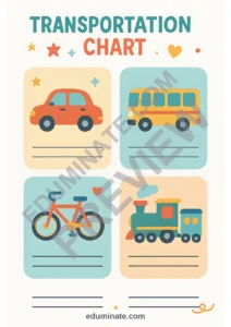 Transportation Chart | Printable Vehicles Chart for Preschool | 52 Chart Pages page 4
