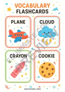 English Vocabulary Flashcards | Picture Word Cards for Pre-K | 26 Card Pages page 4
