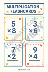 Multiplication Fact Flashcards | Printable Times Tables Cards | 58 Card Pages page 4