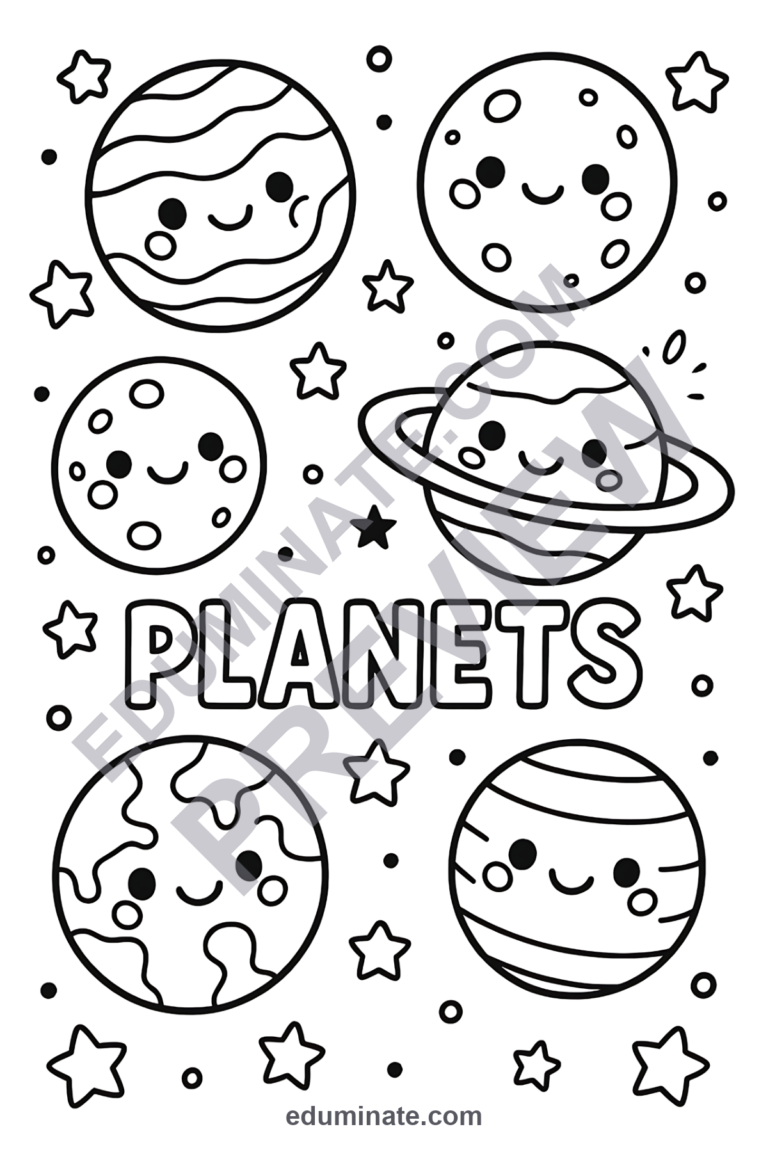 Planets Coloring Pages 31 Cute Outer Space Art Activities Printable Worksheets sample page 4