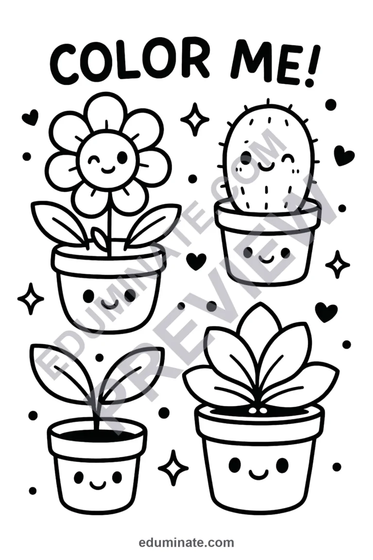 Cute Succulent Coloring Pages: 80 Simple Plant Sheets