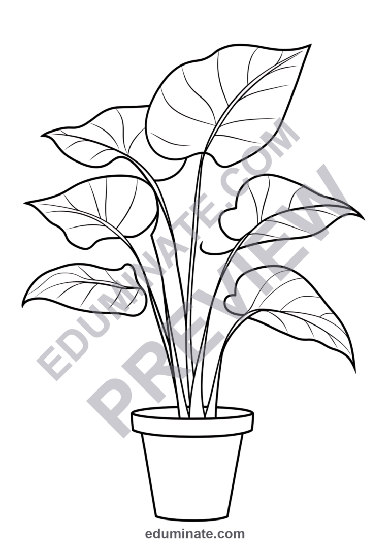 Botanical Plant Coloring Pages 75 Houseplant Foliage Art Activity Worksheets sample page 4