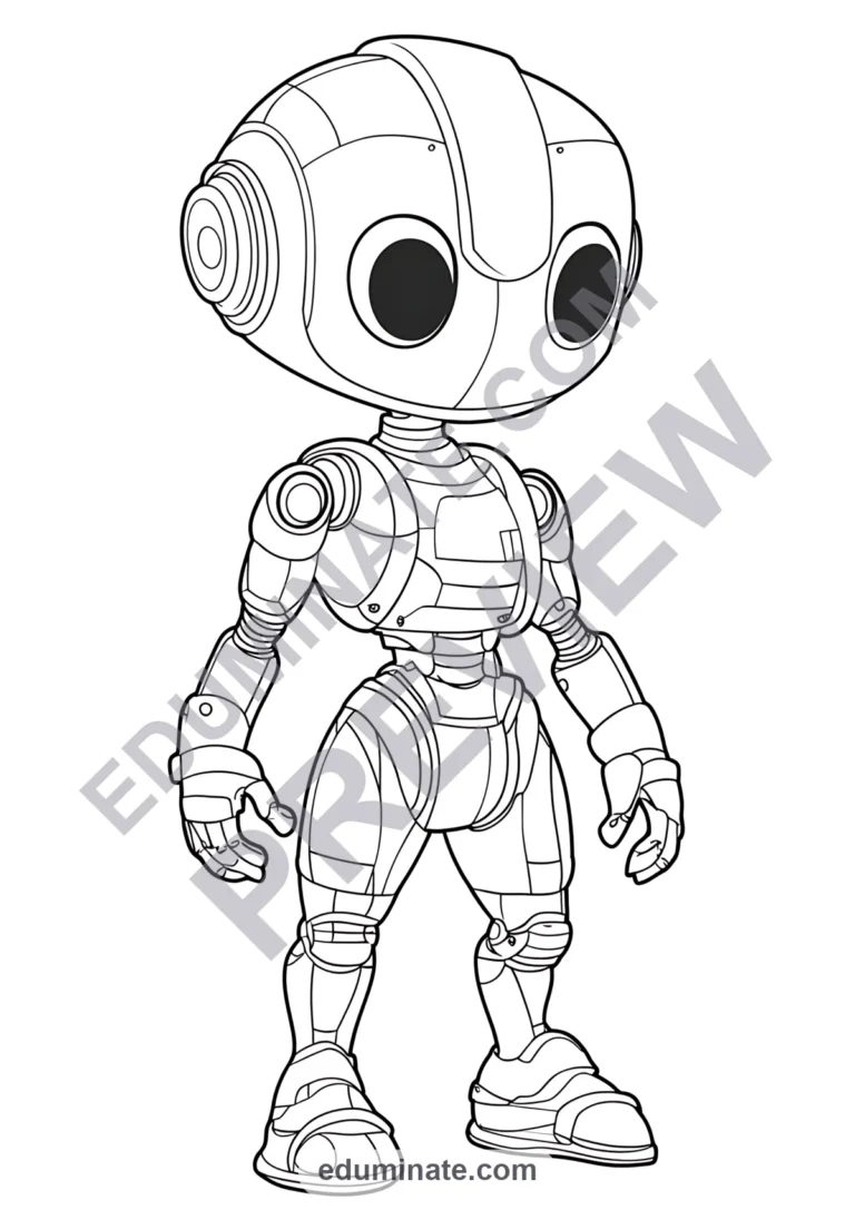 Robot Coloring Sheets 34 Simple Mech Android Art Pages