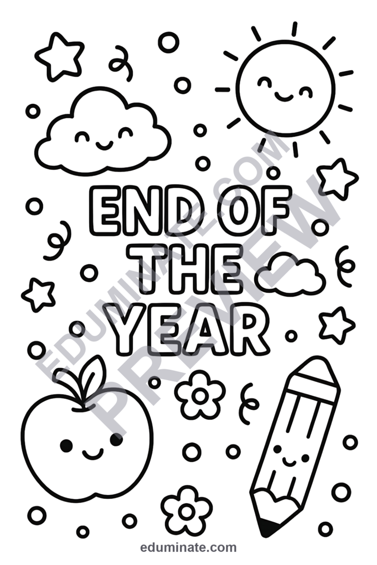 Year End Activities Coloring Sheets Last Day of School Party Pages 30 Sheets sample page 4