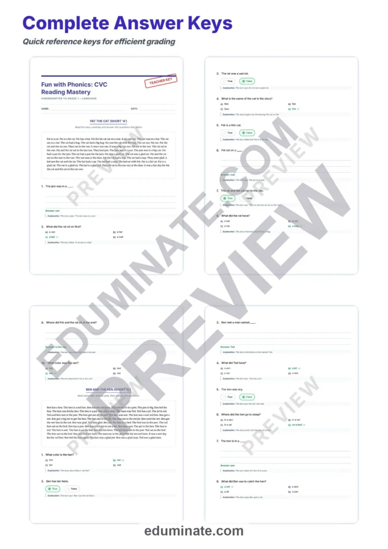 CVC Reading Passages Worksheets for Kindergarten and First Grade Phonics Set sample page 4