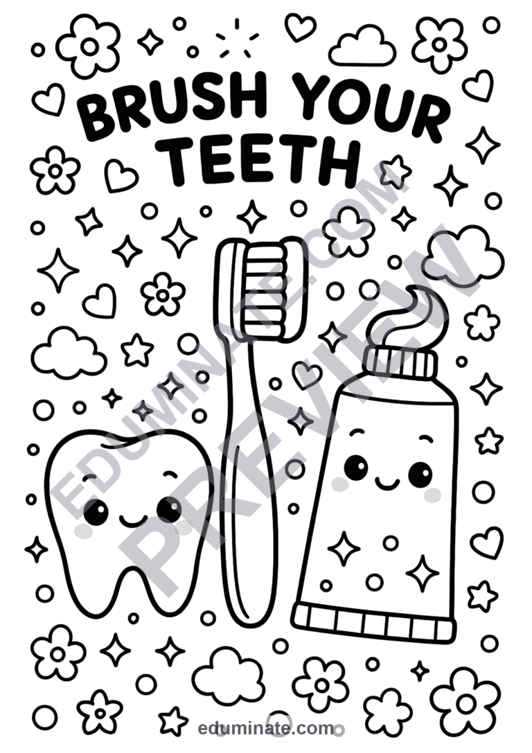 Dental Hygiene Coloring Pages Brush Your Teeth Coloring Sheets 60 Printables sample page 4