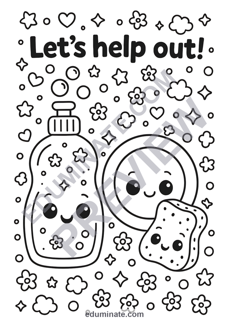 Helping Others Coloring Pages Home Cooperation Life Skills Sheets for Kids sample page 4