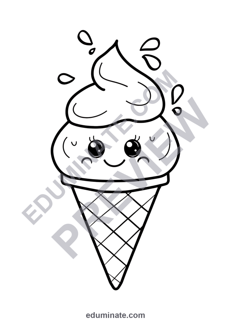 Ice Cream Coloring Pages Sweet Treats Art Activity Sheets Pack for Kids Fun sample page 4