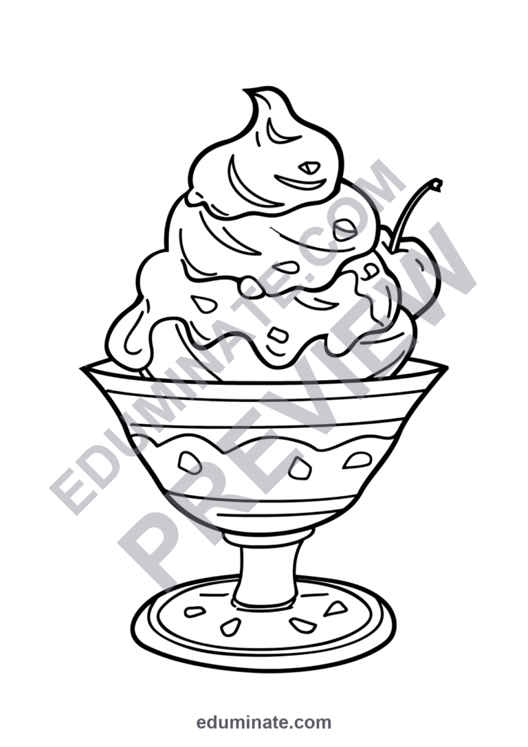 Cute Ice Cream Coloring Pages Sweet Kawaii Dessert Art Sheets for Kids Fun sample page 4