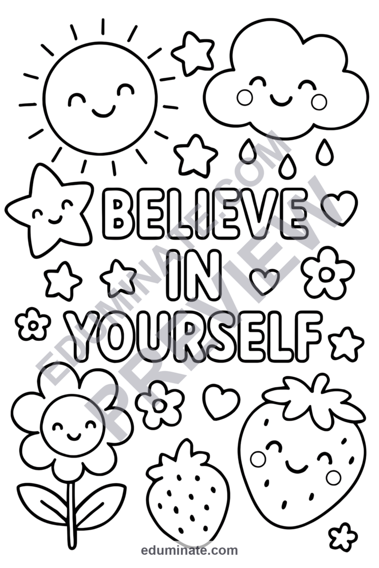 Inspirational Quotes Coloring Pages Motivational Activity Sheets for Kids sample page 4