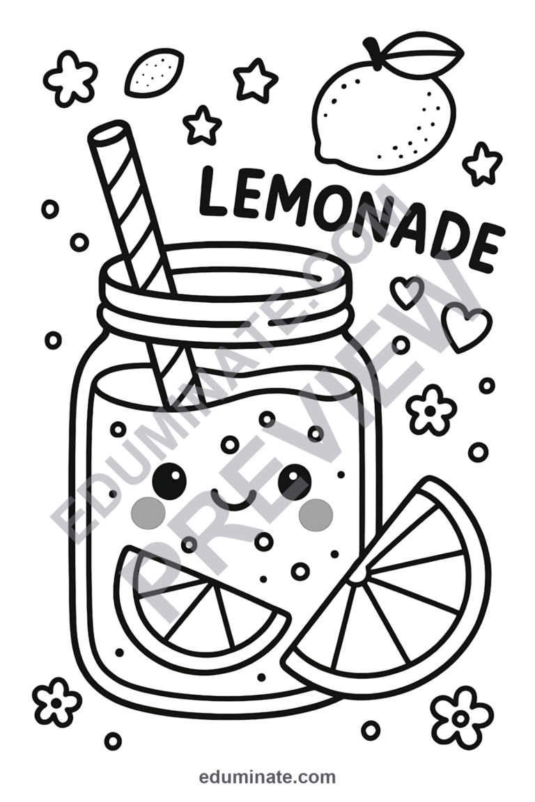 Lemonade Stand Coloring Pages Summer Pretend Play Activity Sheets for Kids sample page 4
