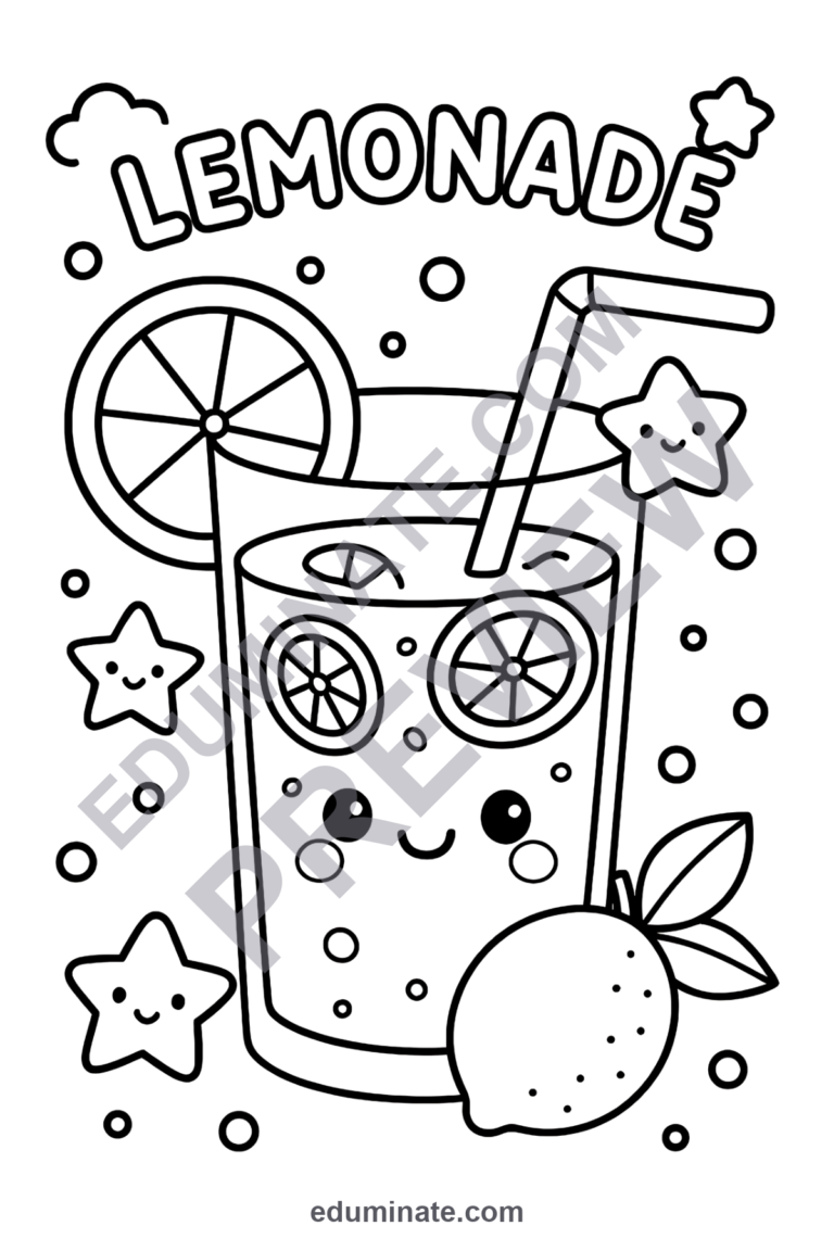 Cute Lemonade Coloring Pages Sweet Citrus Drink Activity Sheets for Kids Fun sample page 4