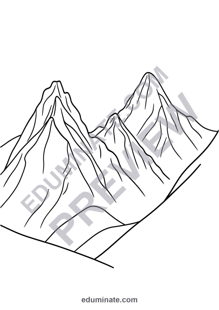 Mountain Scene Coloring Pages Nature Wilderness Activity Pack for Kids Fun sample page 4
